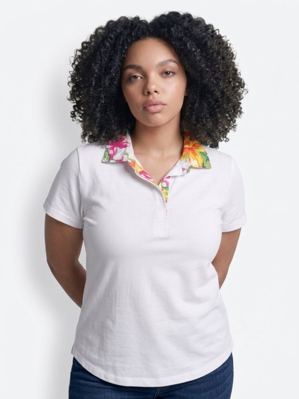 CARIBBEAN JOE, WHITE POLO SHIRT, SIZE L